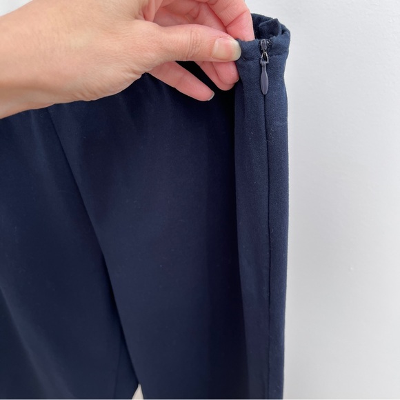 Eileen Fisher organic cotton slim pant S navy blue side zip ankle slits stretch - Picture 5 of 14